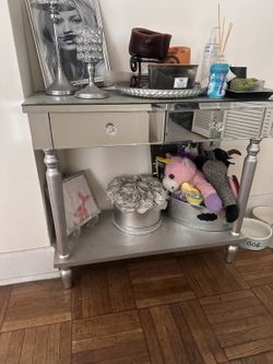 Glam Mirrored Entryway Console Table with Matching Wall Mirror