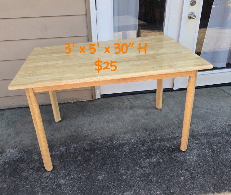 Dining Table 30x48x30H $20