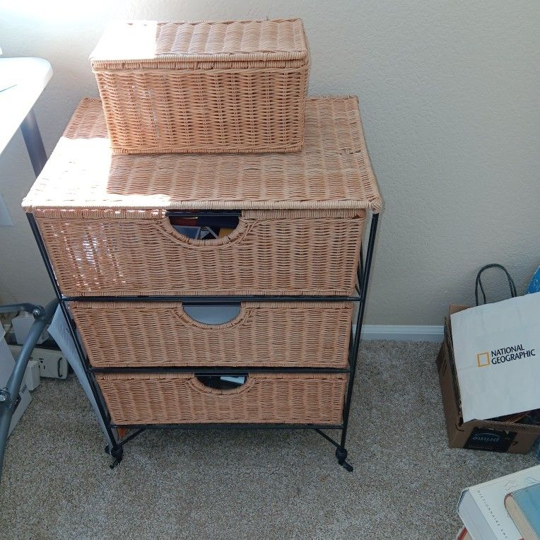 3 Drawer Wicker Storage Chest