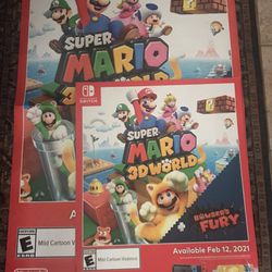 Super Mario 3D  World  + Bowser’s Fury GameStop Posters ( Info In Description )