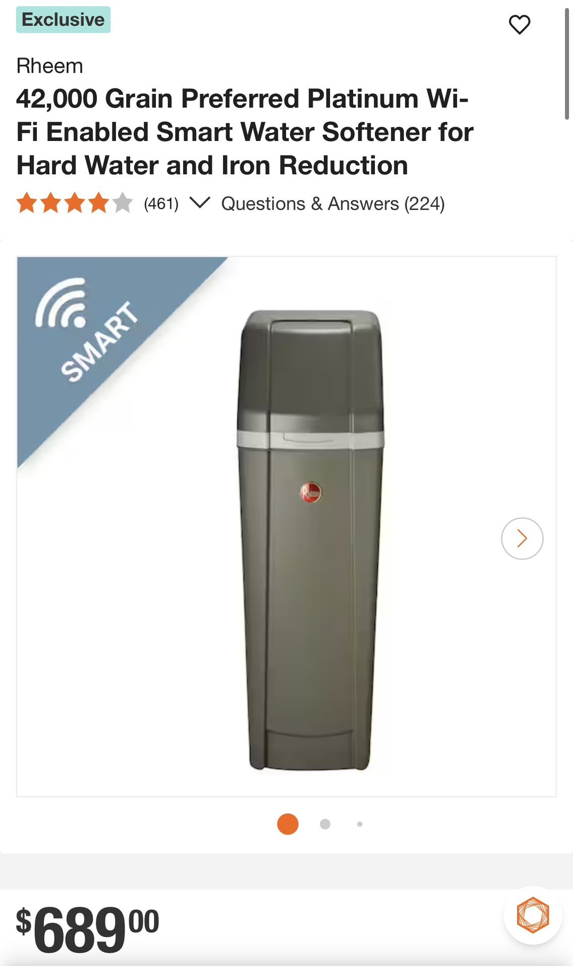 42,000 Grain Preferred Platinum Wi-Fi Enabled Smart Water Softener for Hard Water and Iron Reduction