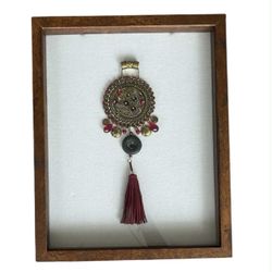 Vintage Jewelry Art Framed Shadowbox Necklace 14.7x11.7x1.7 inches
