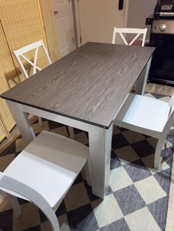 Comedor de 47 pulgadas rectangular con 4 sillas para espacios reducidos у Alfombra para interiores/e
