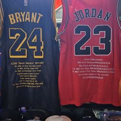 Jordan and Kobe Stats JERSEYS Brand New XL/2XL 