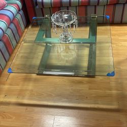 Square Glass Coffee Table W/ Golden Base