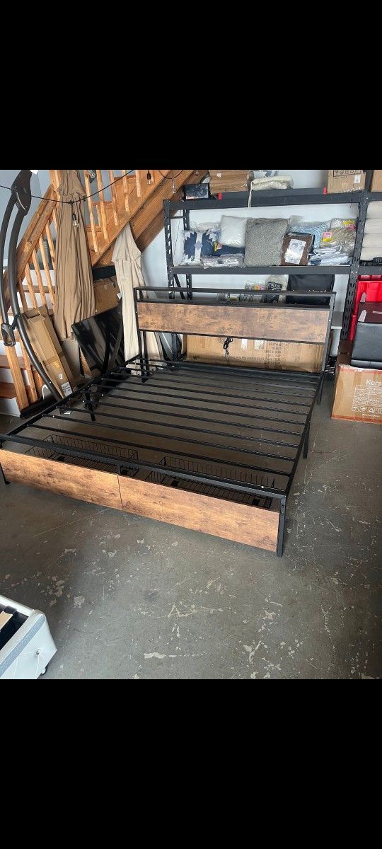 King Size Storage Retro Bed Frame