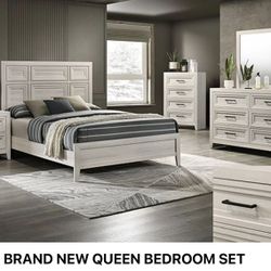 4- Pc Bedroom set Dresser,Mirror  Nightstand (1) Queen size bed frame  Not including Mattress and Box Sp