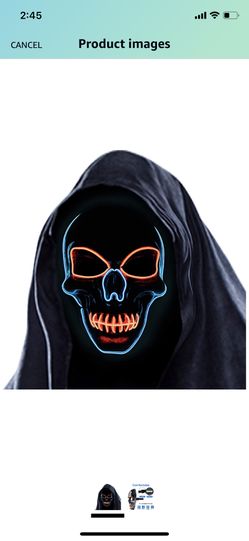Minosneo LED Halloween Mask, Scary Skull Purge Mask Light Up for Costume parties and Cosplay