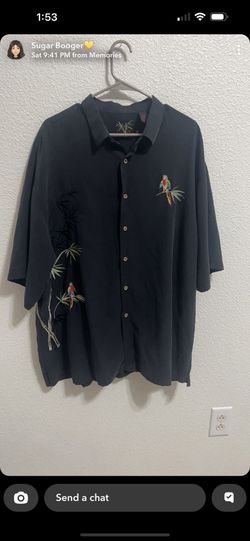 (Lot Of 2)Bamboo Cay Black Hawaiian Camp Shirt Tropical Parrots Toucan Men's XXL