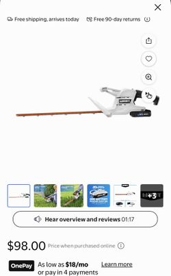 HART 20 Volt Cordless 18 inch Hedge Trimmer Kit, (1) 2.0Ah Lithium-Ion Battery