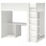 IKEA SMÅSTAD Loft Bed w/ Desk, Wardrobe Doors & Clothes Rod – Twin