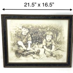 Antique Photo & Frame 21.5" X16.5"