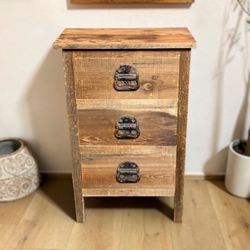 Rustic Brown Reclaimed Wood 3-Drawer Nightstand / Accent Chest