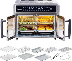 HotKing 28QT Dual-Zone Air Fryer Toaster Oven – Stainless Steel