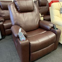 Dark Brown Faux Leather Electric Recline With Lift Model 7040