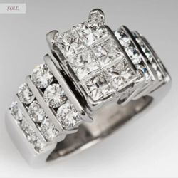 Princess cut diamond cluster ring 