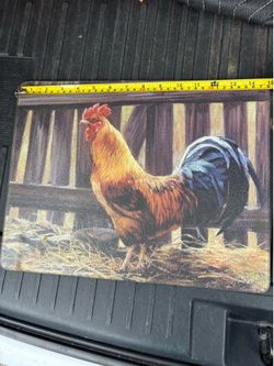 Vintage Rooster glass cutting board