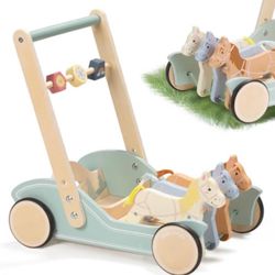 Brand New Galloping Ponies Wooden Baby Push Activity Walker