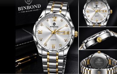 Binbond Quartz Watch Silver and Gold