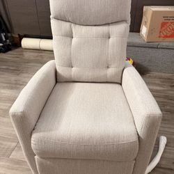 New Comfy Manual Swivel 360 Recliner Glider Swivel Recliner Chair (Light Grey +Fabric)