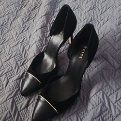 REISS black Suede Leather Heels Shoes Size US 9 EUR 40