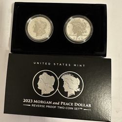 Silver Coins: 2023 Reverse Morgan and Peace Silver Dollar Set