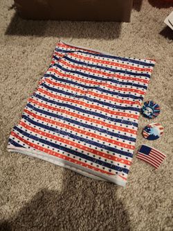 Patriotic neck scarf and rings