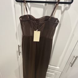 Brown Corset Dress with Slit 