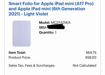 Smart Folio (light violet case) for Apple iPad mini (A17 Pro chip) and  Apple iPad mini (6th Generation 2021)