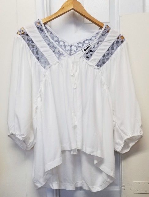 Blue and White Top XS