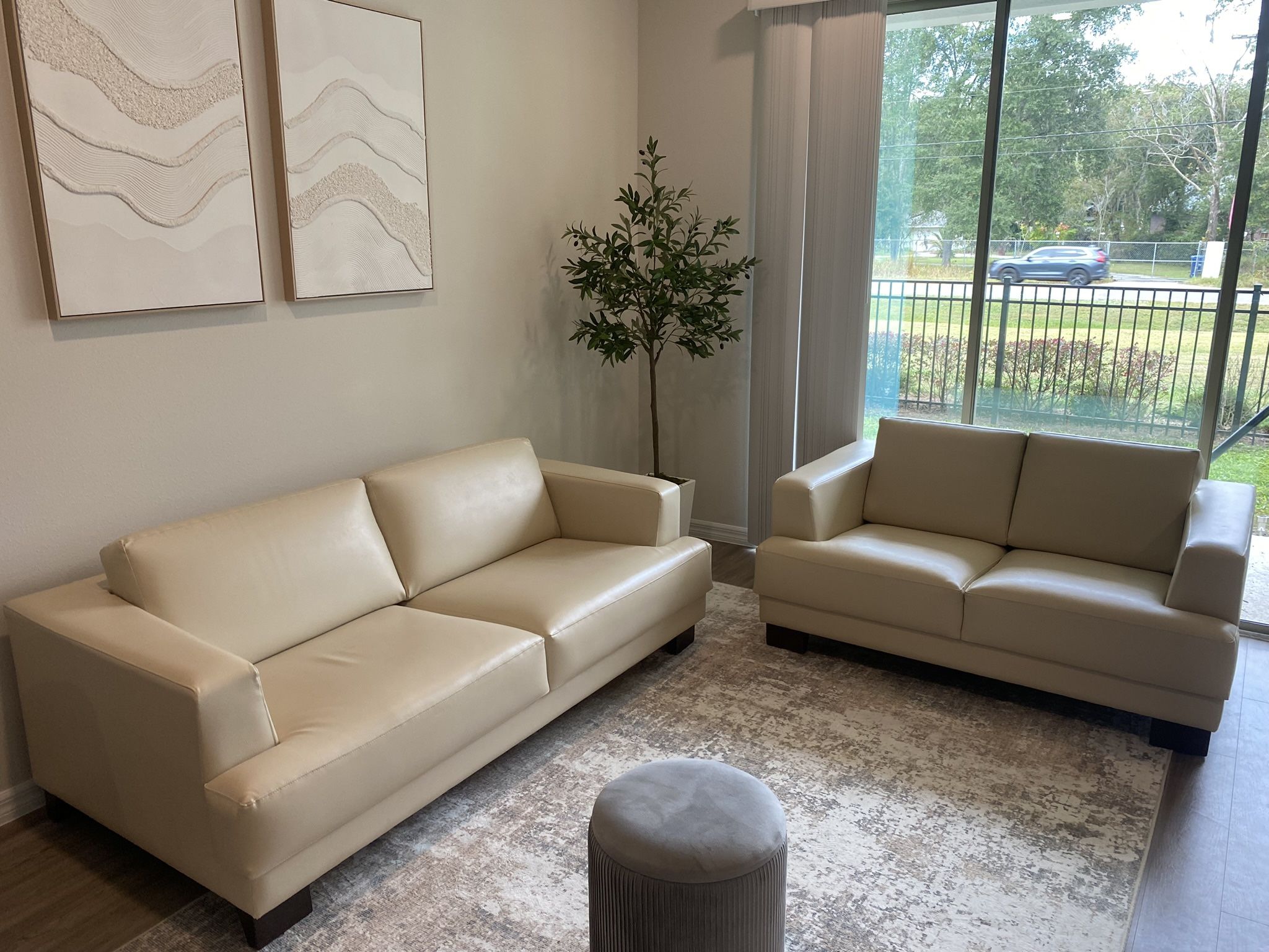 Leather sofa and love seat