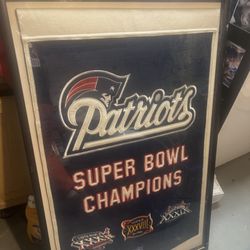 Patriots Vintage 3x Champs Stitched Banner Frammed