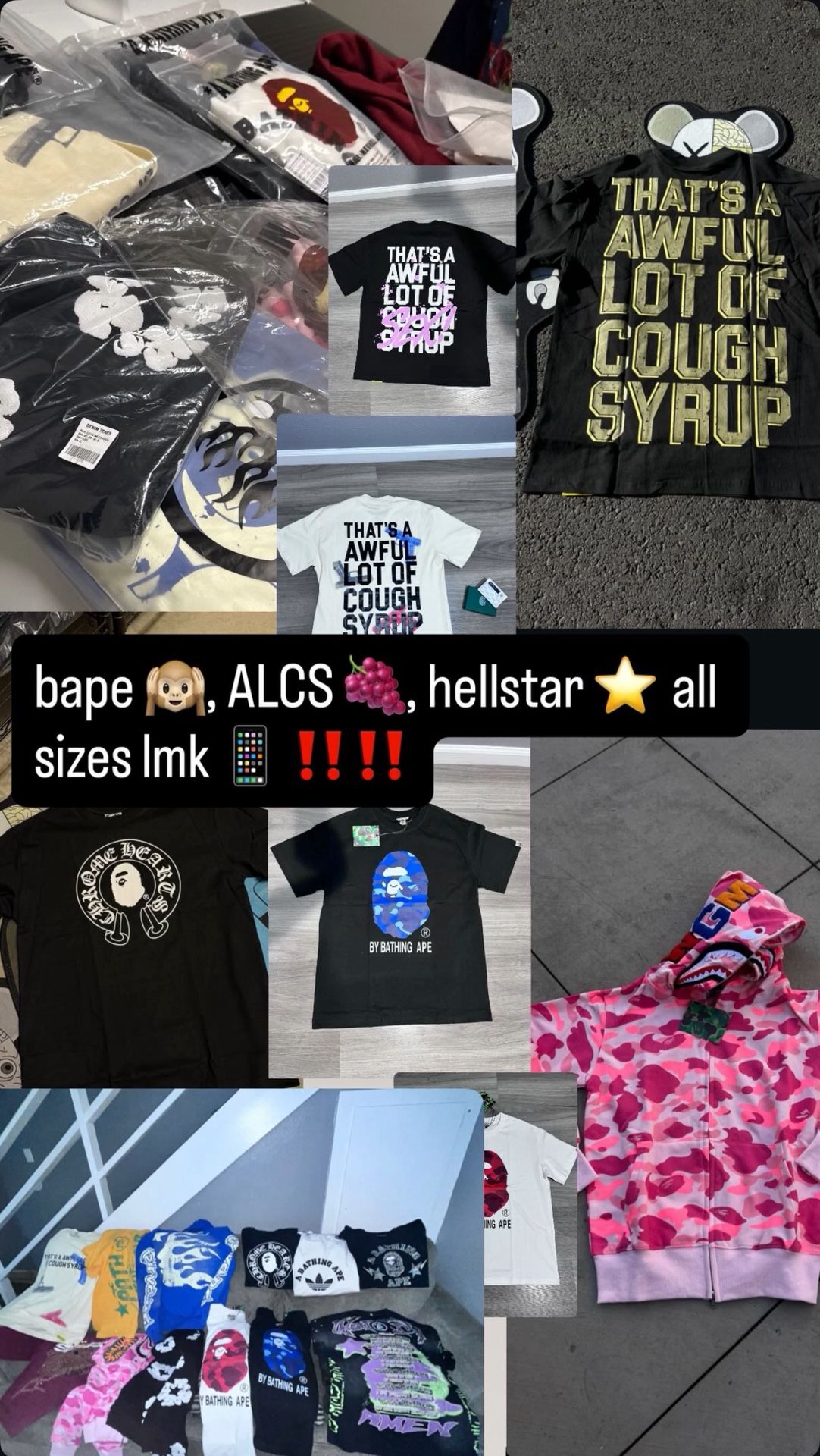 bape 🙉, alocs🍇, hellstar⭐️