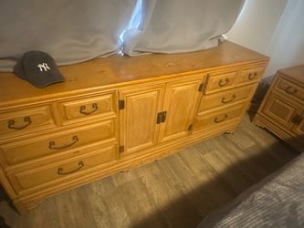 Solid Wood Dresser with Drawers and Cabinet