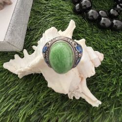 Variscite Crystal 925 Adjustable Ring Butterflies Both Sides