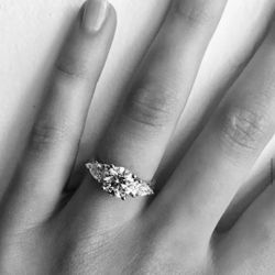 NEW White Round & Pear Stone Engagement Wedding Ring Size 6