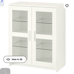 BRIMNES Cabinet with doors, glass/white, 30 3/4x37 3/8 "