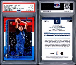 2025-26 Topps Chrome - Cooper Flagg #251 Red White & Blue Refractor (RC) PSA 8