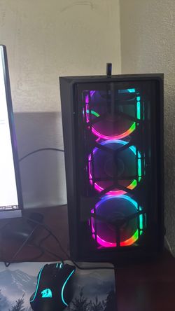 Black Mid-Tower Gaming PC with RGB Fans