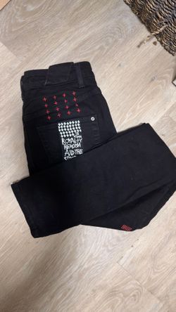 Ksubi Black Jeans with Red Cross Embroidery