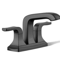 Kohler Rubicon 4 in. Centerset Double Handle Bathroom Faucet in Matte Black