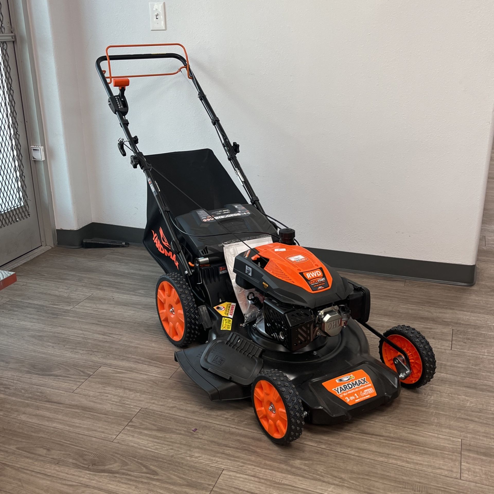 YARDMAX 22 in. 201 cc SELECT PACE 6 Speed CVT High Wheel RWD 3-in-1 Gas Walk Behind Self Propelled Lawn Mower