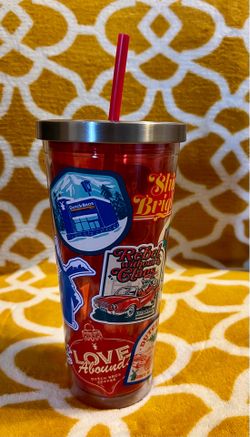 Dutch Bros Coffee 24 oz Red Plastic Tumbler Cup with Lid & Straw