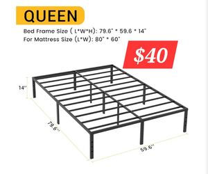 Queen Bed Frame 11 Legs Support Metal Platform with Storage Space
Heavy Duty Steel Slat Support 14 Inch Queen Size Bedframe, Quick & Easy Assembly, Ma