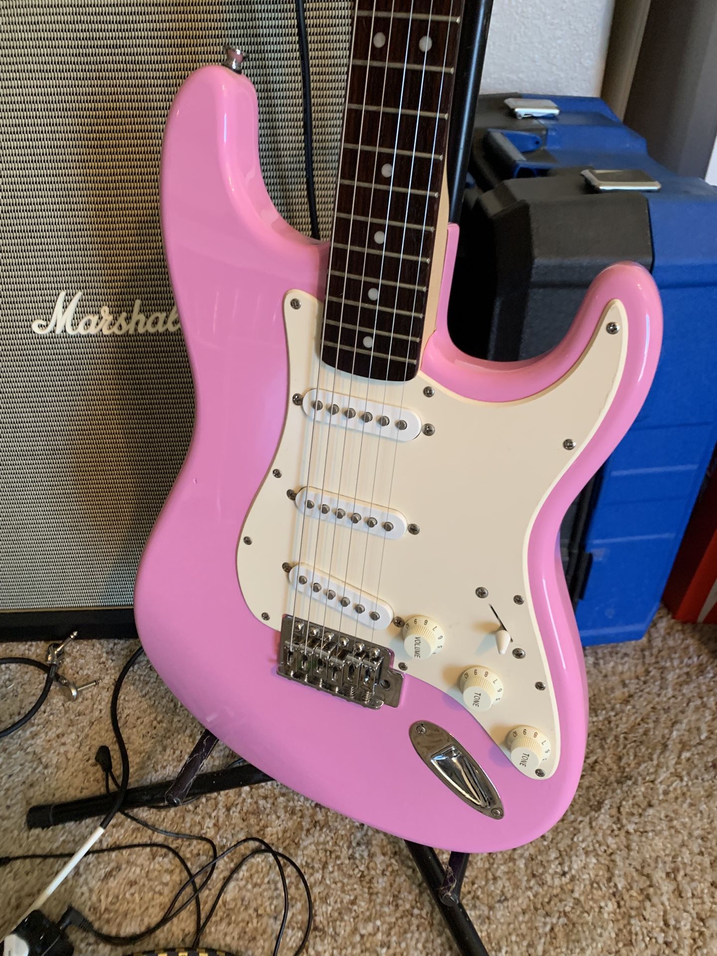 2013 Fender Squier Bullet Stratocaster / Strat Electric Guitar - Rare Pink!