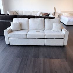 Sleeper Sofa w/ Storage Chaise — Pull-Out Bed Couch (82” NEW)