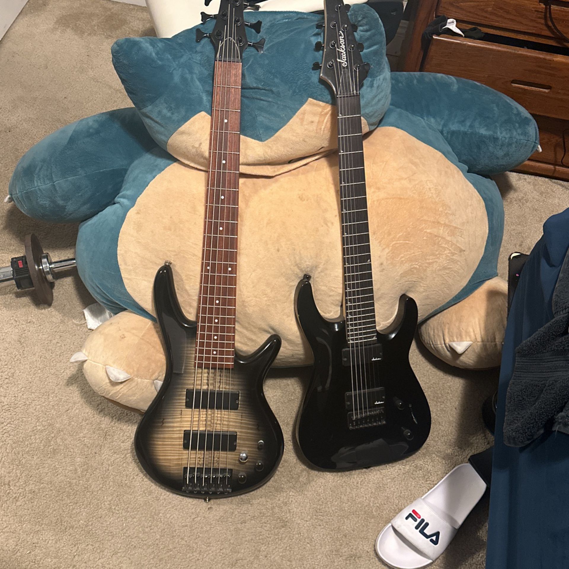 Ibanez 6 String And Jackson 7 String Guitar And Bass