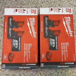 *NEW* Milwaukee M12 RedLithum High Output XC 5.0Ah Battery Start Kit — $150 Each