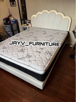 NEW QUEEN BED FRAME WITH MATTRESS
