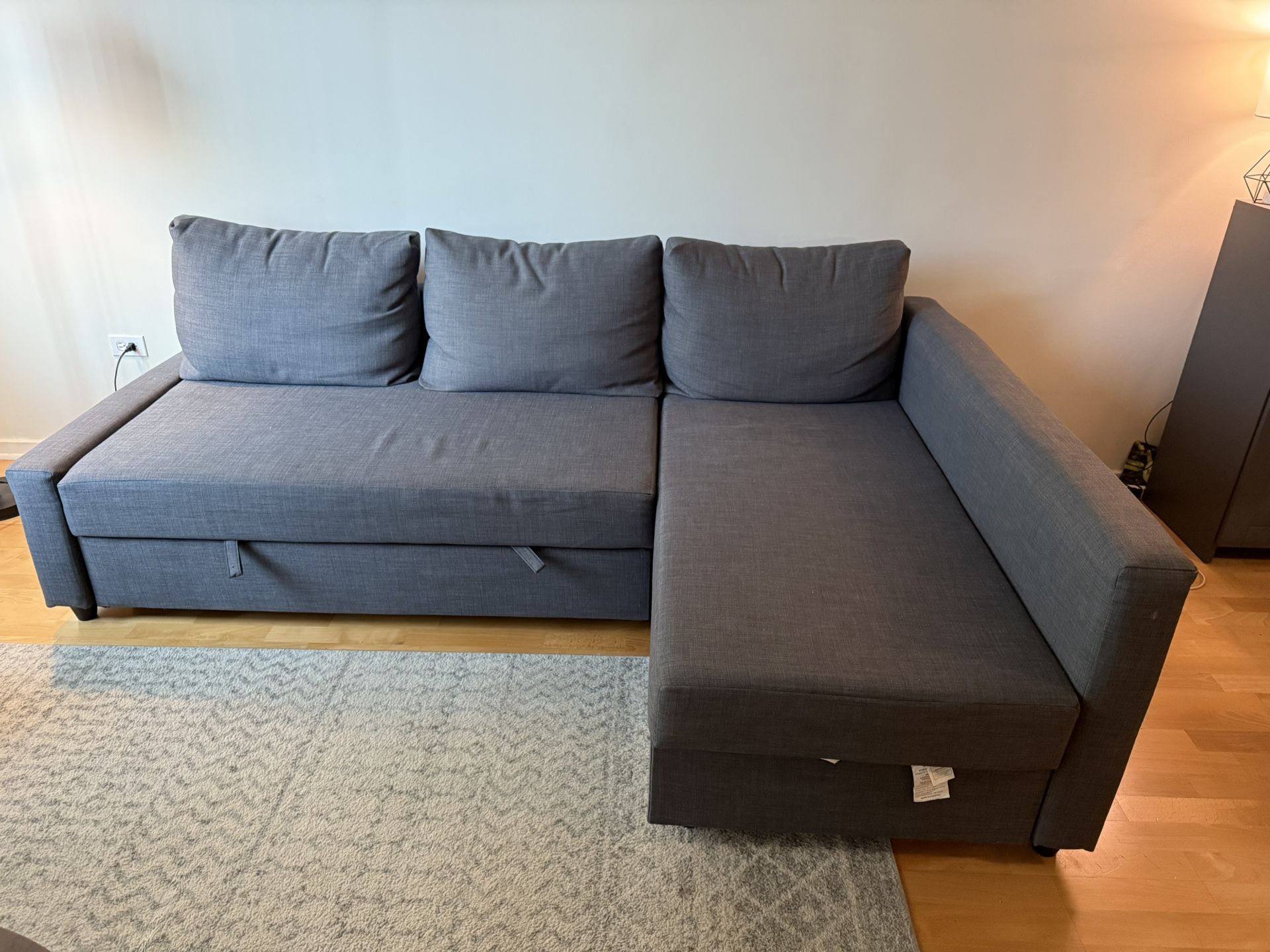 Ikea FRIHETEN Sleeper sectional, 3 seat w/storage, dark gray